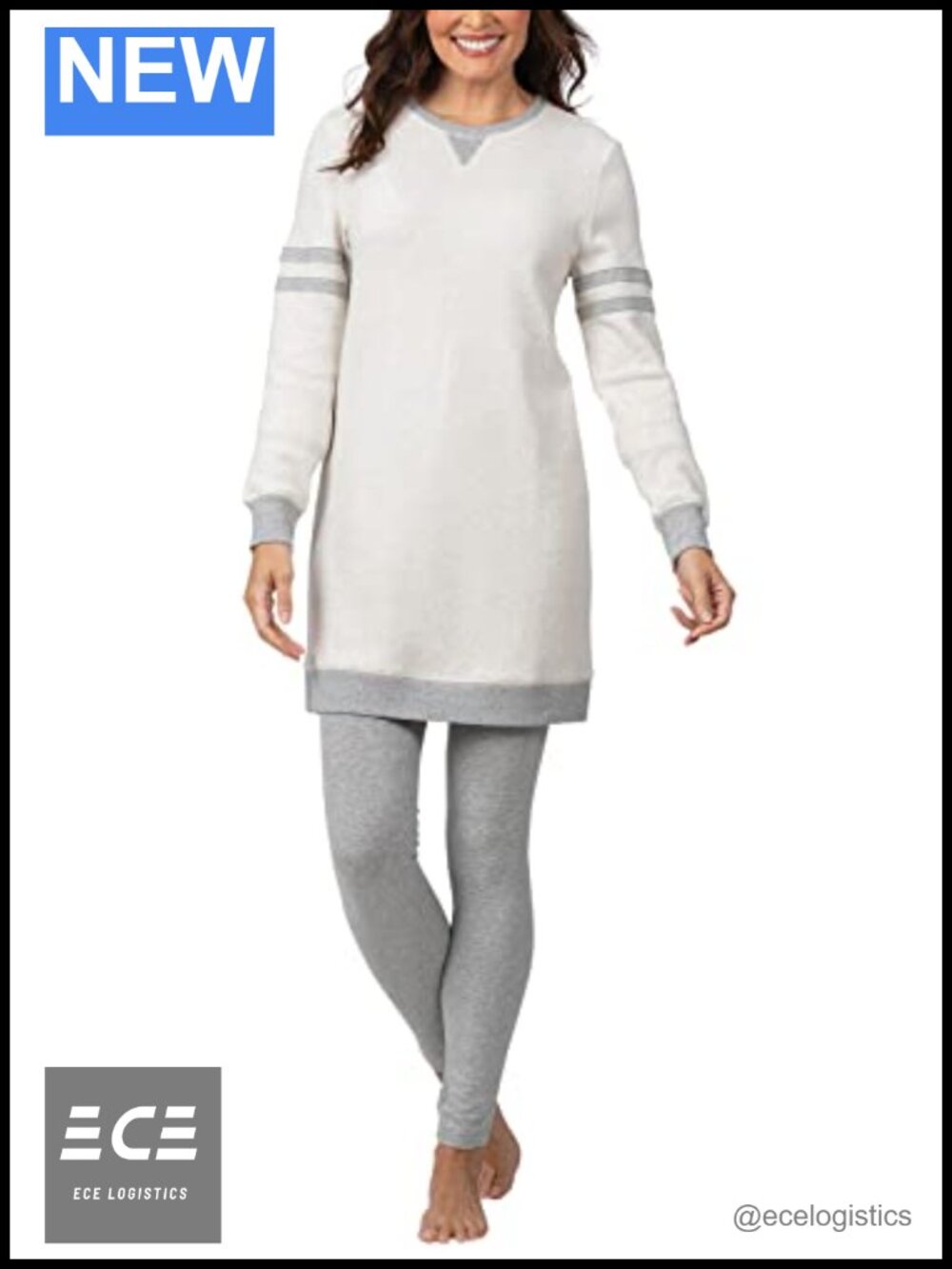 Fuzzy Fleece Pajama Set Women Tunic Top Leggings Sleepwear